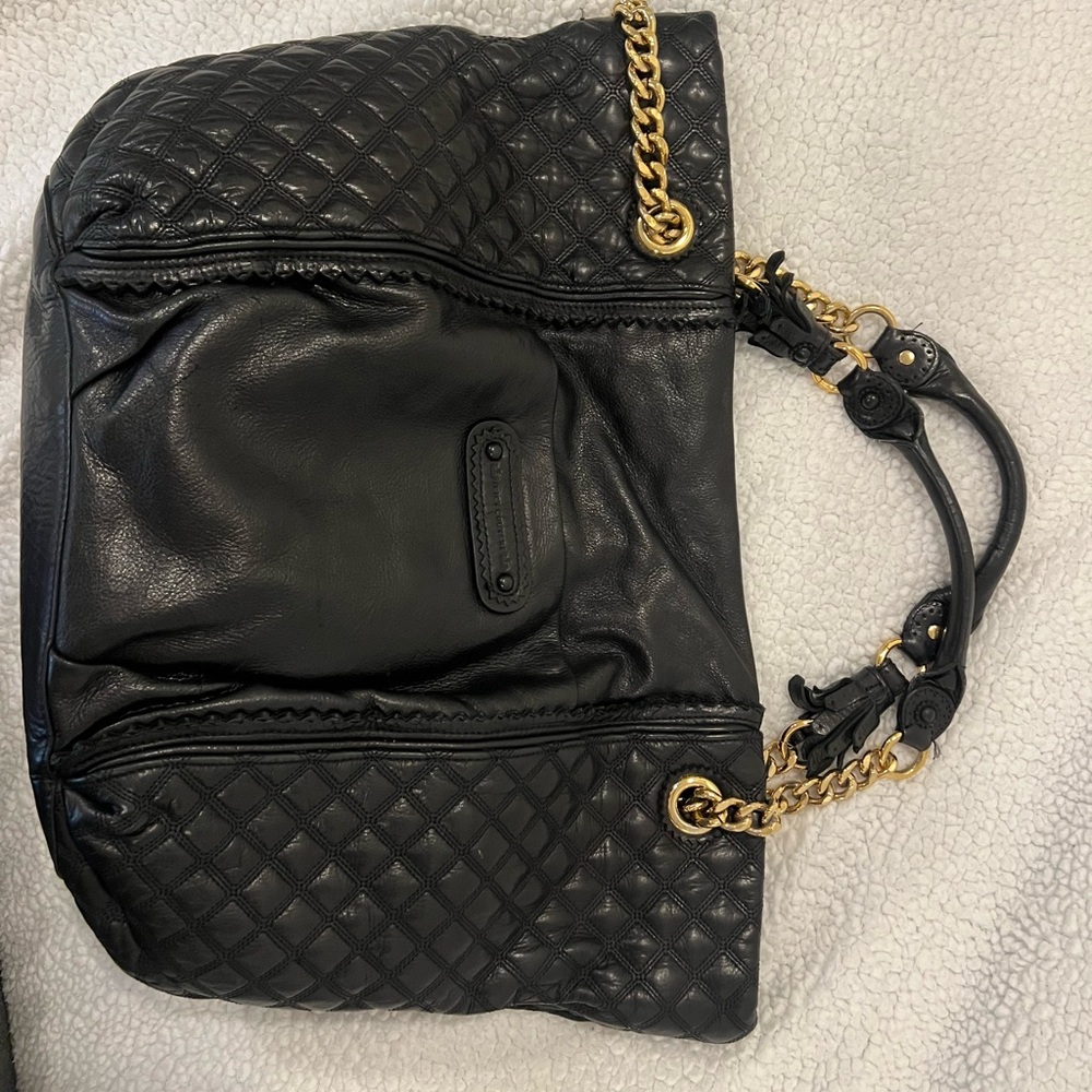XL Genuine Leather Tote Bag with Gold Hardware